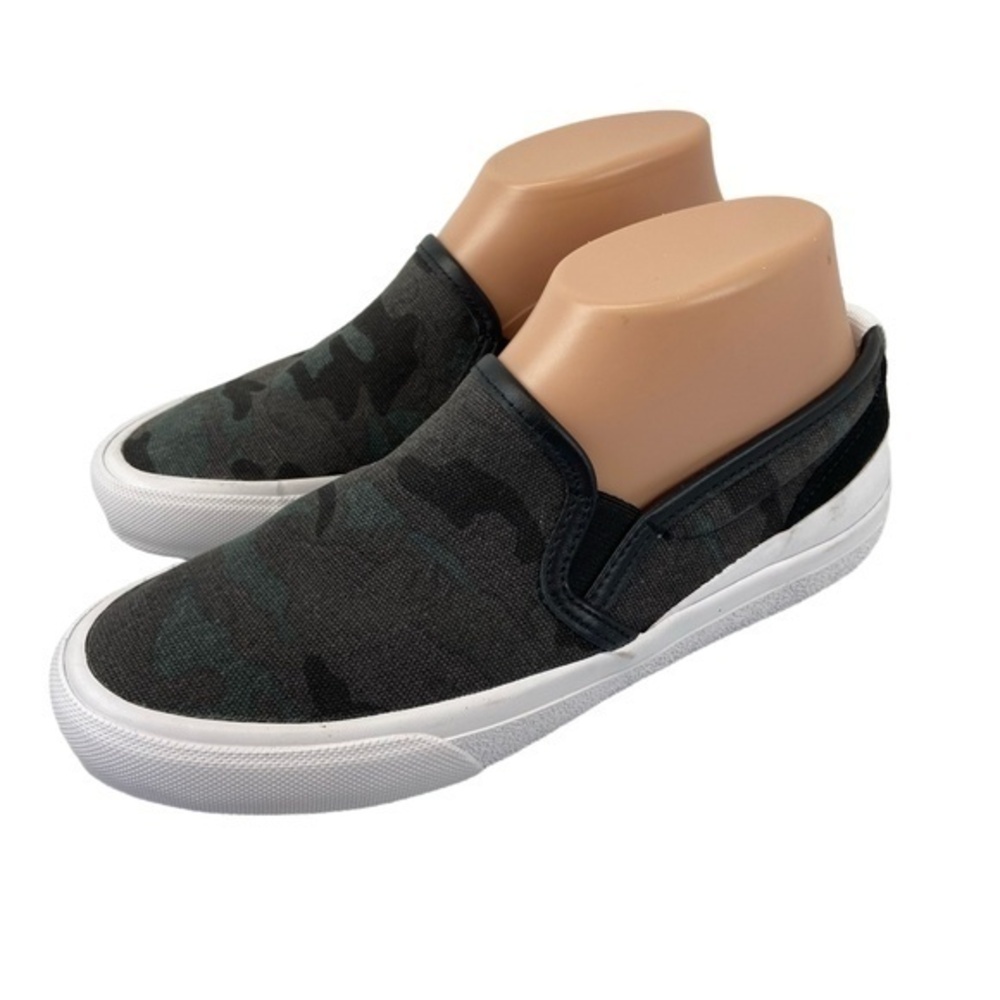 Official Program Mens 7 Black Camo Slip-On Shoes Canvas Upper White Sole‎ STU-80